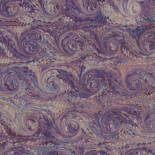 Hand Marbled Paper Combed French Curl Pattern in Purples ~ Berretti Marbled Arts